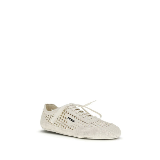 Prada Beige Fabric Low Top Sneakers - Side view