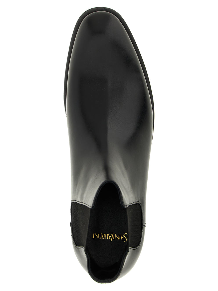Saint Laurent Black Calfskin Chelsea Boots (Ref. SA323384) - Detail view