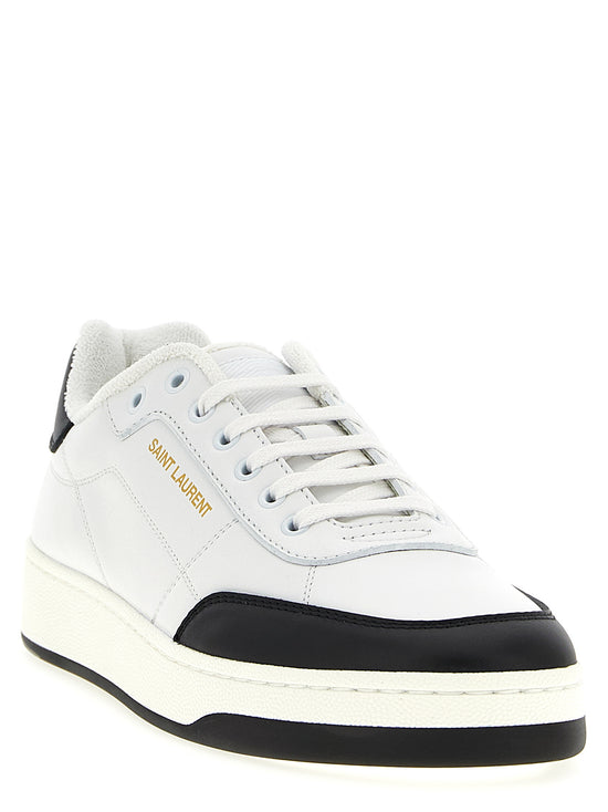 Saint Laurent Bicolor Calfskin Low Top Sneakers - Side view