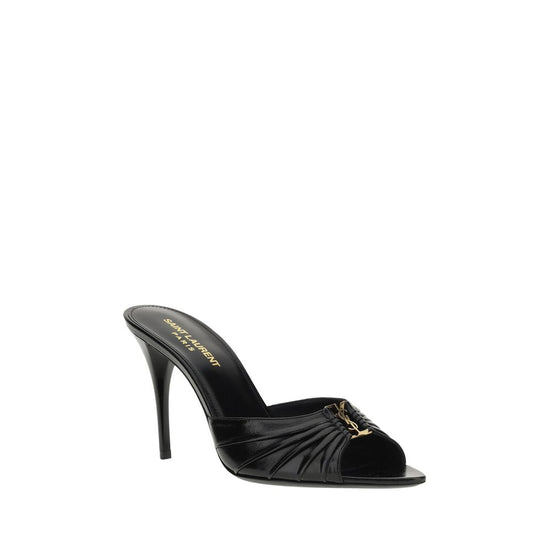 Saint Laurent Black Lamb Ovis Aries Stiletto Heel Sandals