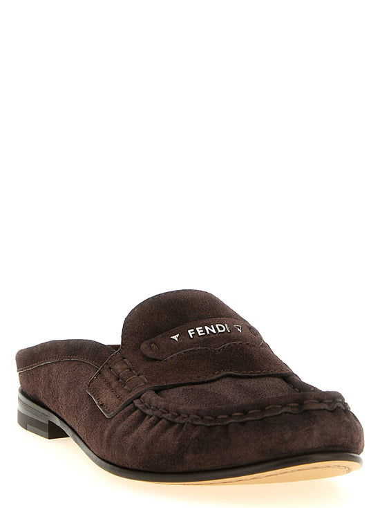 Fendi Brown Calfskin Slip-On Loafers