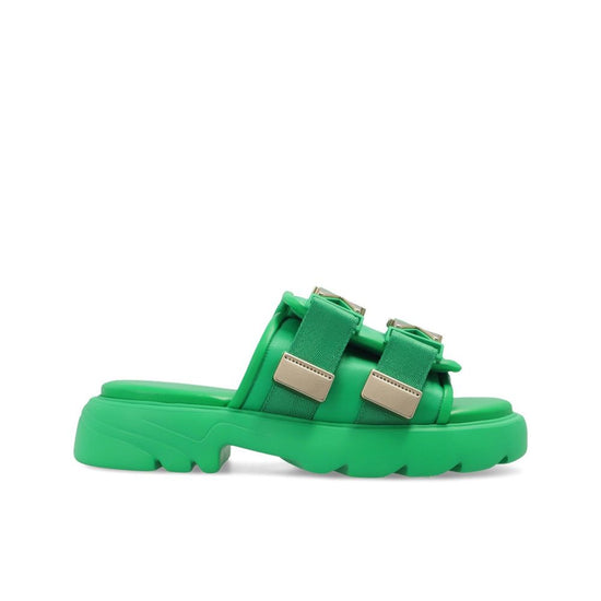 Bottega Veneta Bicolor Nylon Slides - Front view