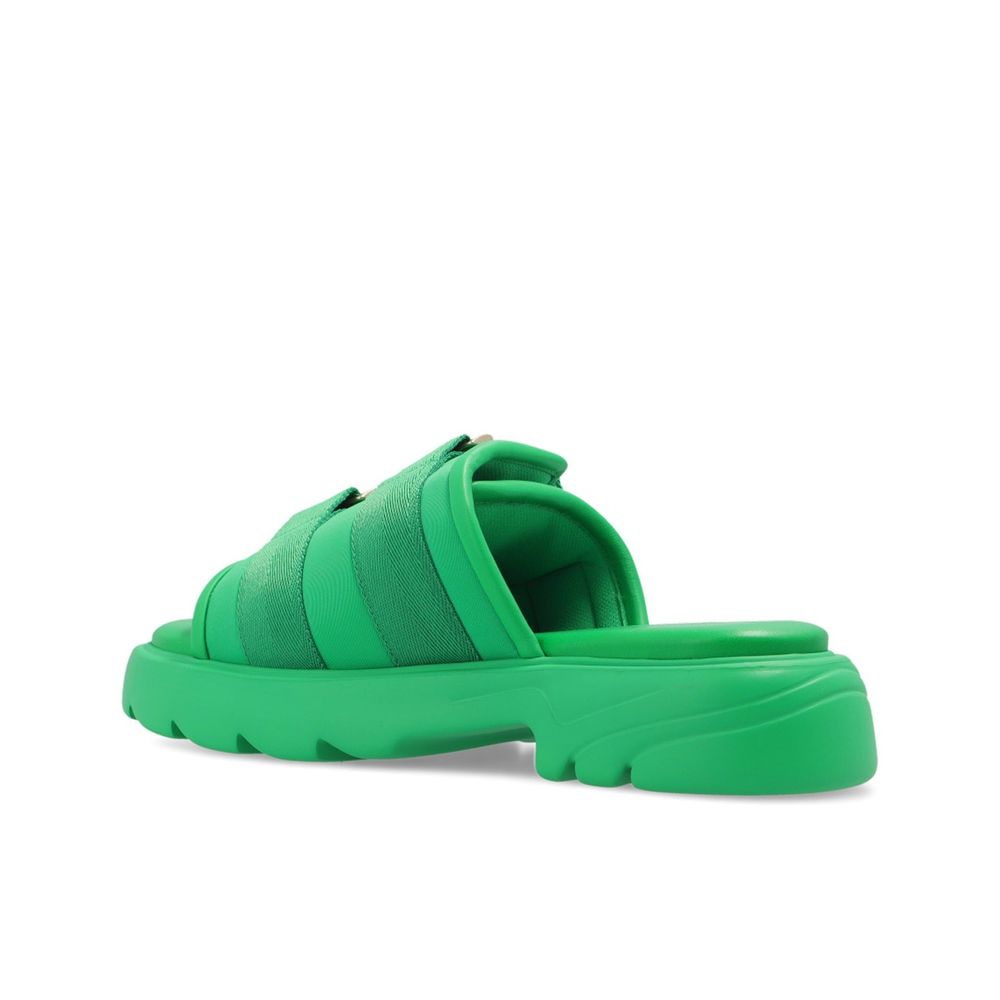 Bottega Veneta Bicolor Nylon Slides - Back view
