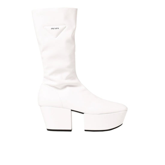 Prada White Polyethylene Lace Up Boots - Front view