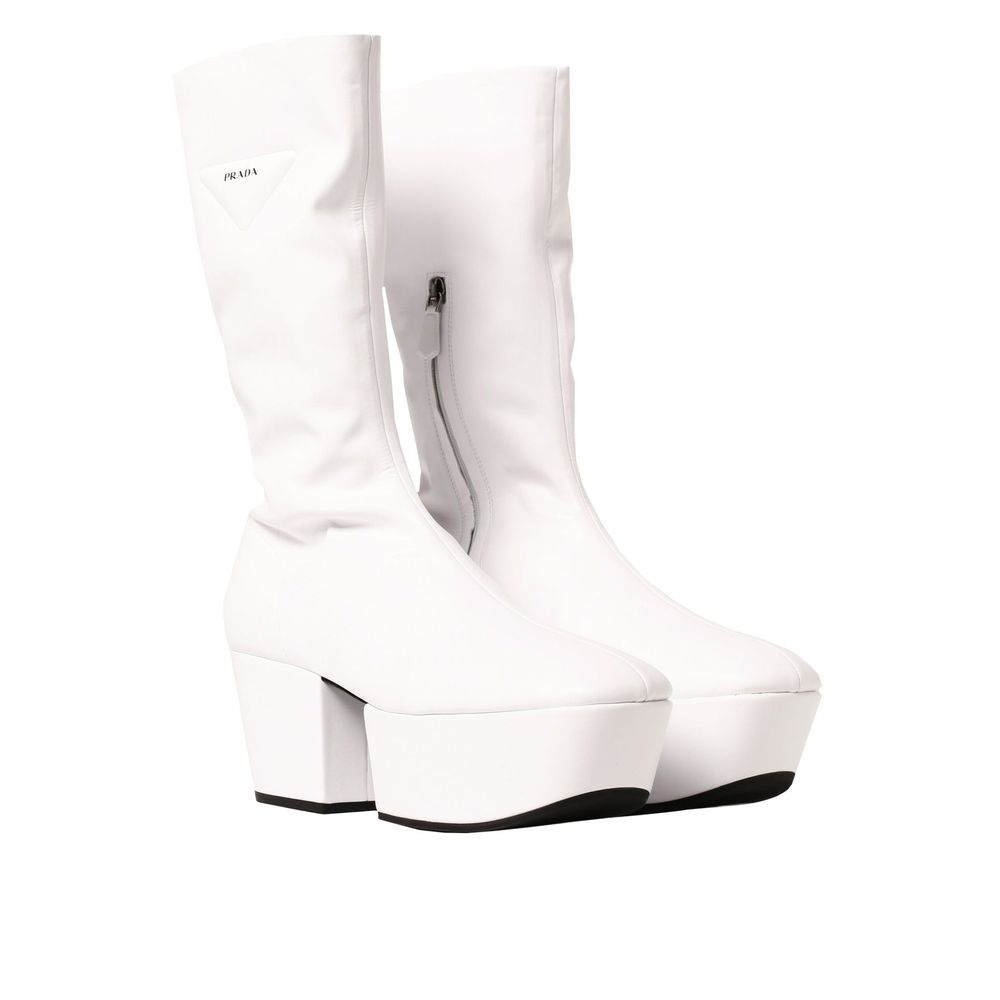 Prada White Polyethylene Lace Up Boots - Side view