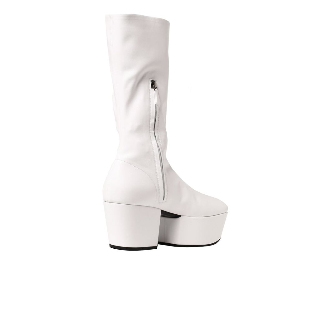 Prada White Polyethylene Lace Up Boots - Back view