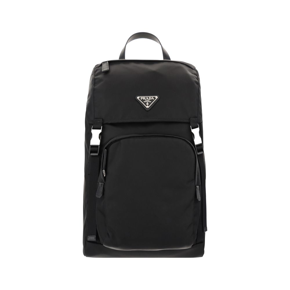 Prada Black Recycled Polyamide Backpack - Front view