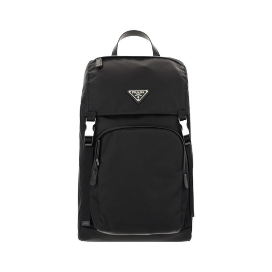 Prada Black Recycled Polyamide Backpack - Front view