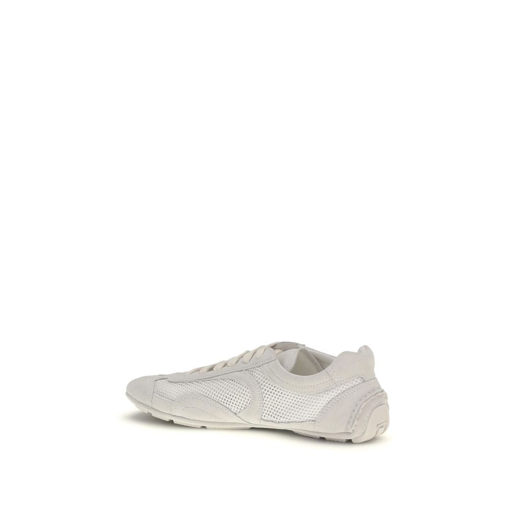 Prada White Fabric Low Top Sneakers - SS26 - Back view