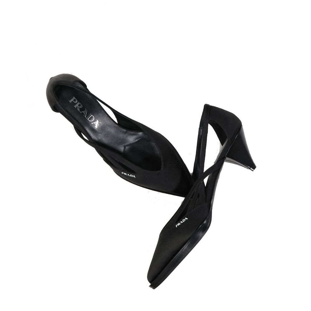 Prada Black Silk High Heel Pumps - Side view