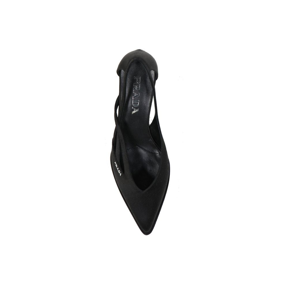 Prada Black Silk High Heel Pumps - Back view