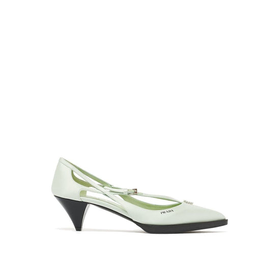 Prada Bicolor Silk Mid Heel Pumps - Front view