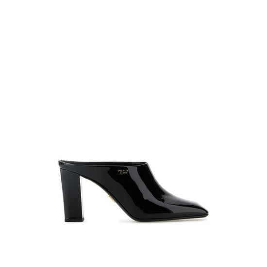 Prada Black Calfskin Mules - Front view