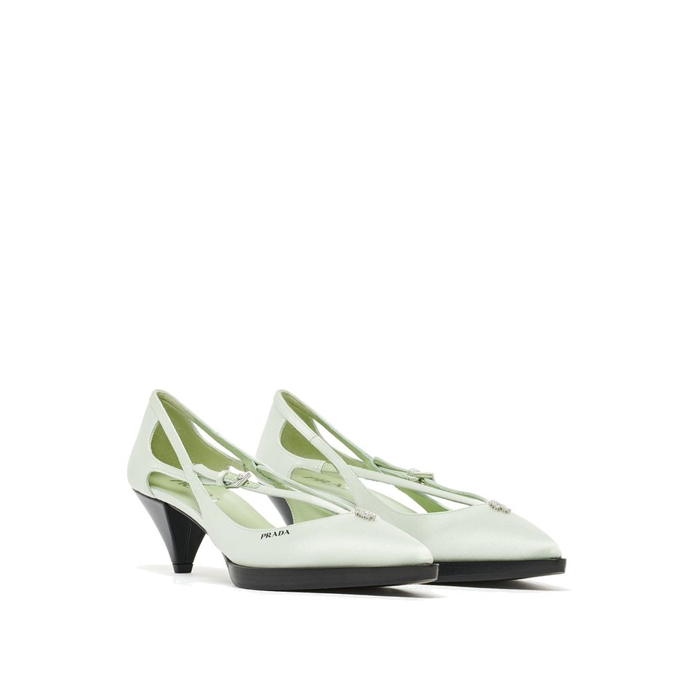 Prada Bicolor Silk Mid Heel Pumps - Side view