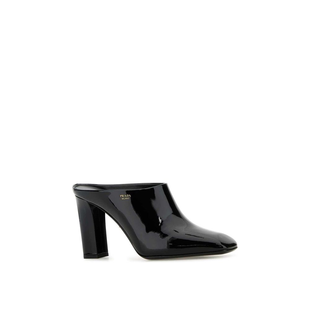 Prada Black Calfskin Mules - Side view