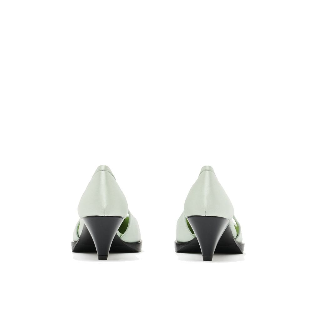 Prada Bicolor Silk Mid Heel Pumps - Back view