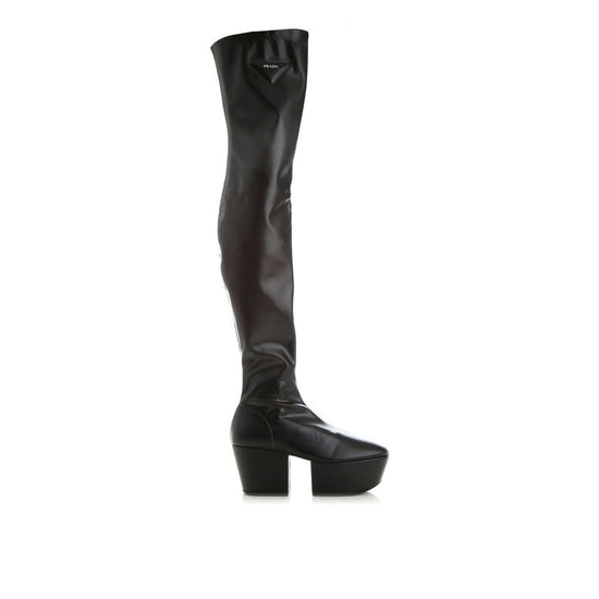 Prada Black Calfskin Over The Knee - Front view