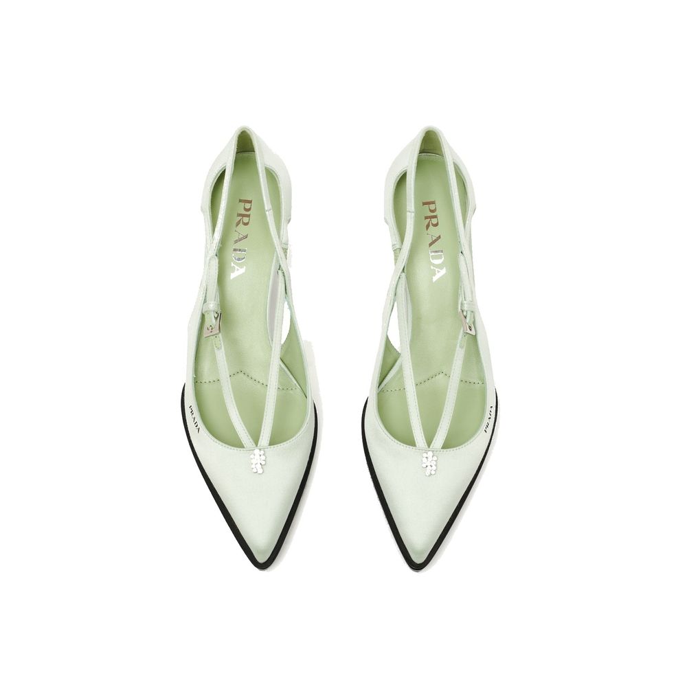 Prada Bicolor Silk Mid Heel Pumps - Detail view