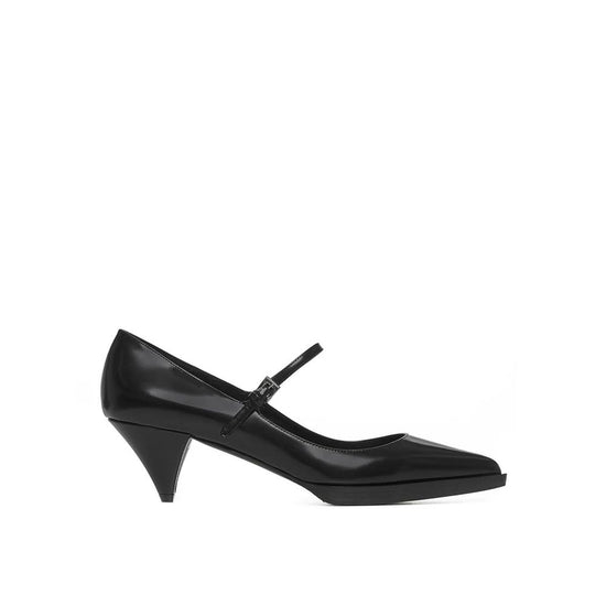 Prada Black Calfskin Mid Heel Pumps - Front view