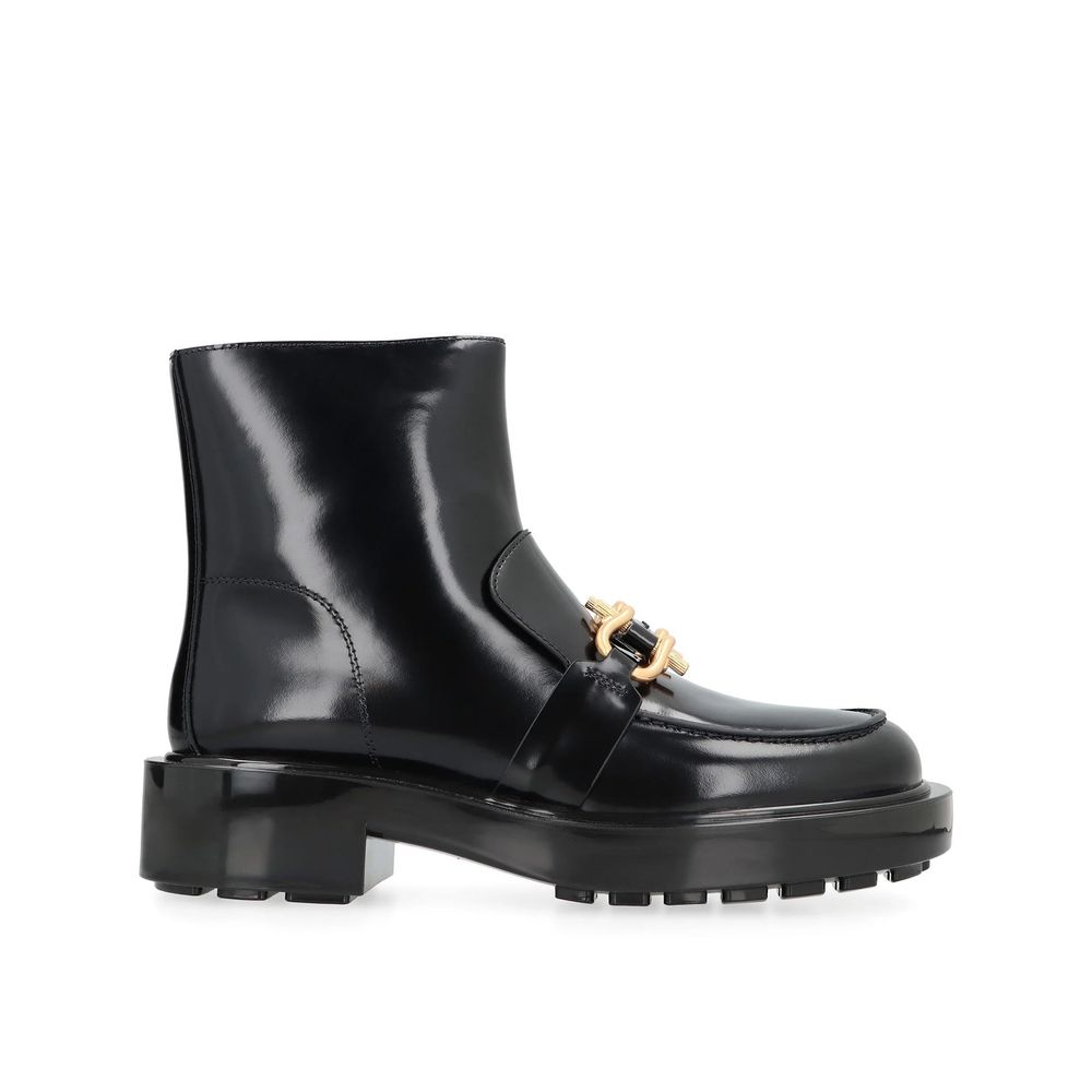 Bottega Veneta Black Calfskin Ankle Boots - Front view