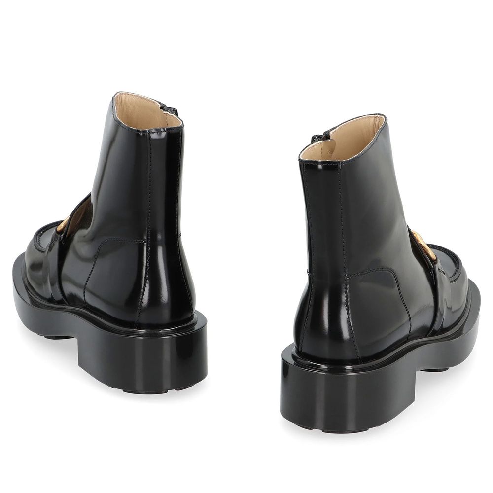 Bottega Veneta Black Calfskin Ankle Boots - Back view