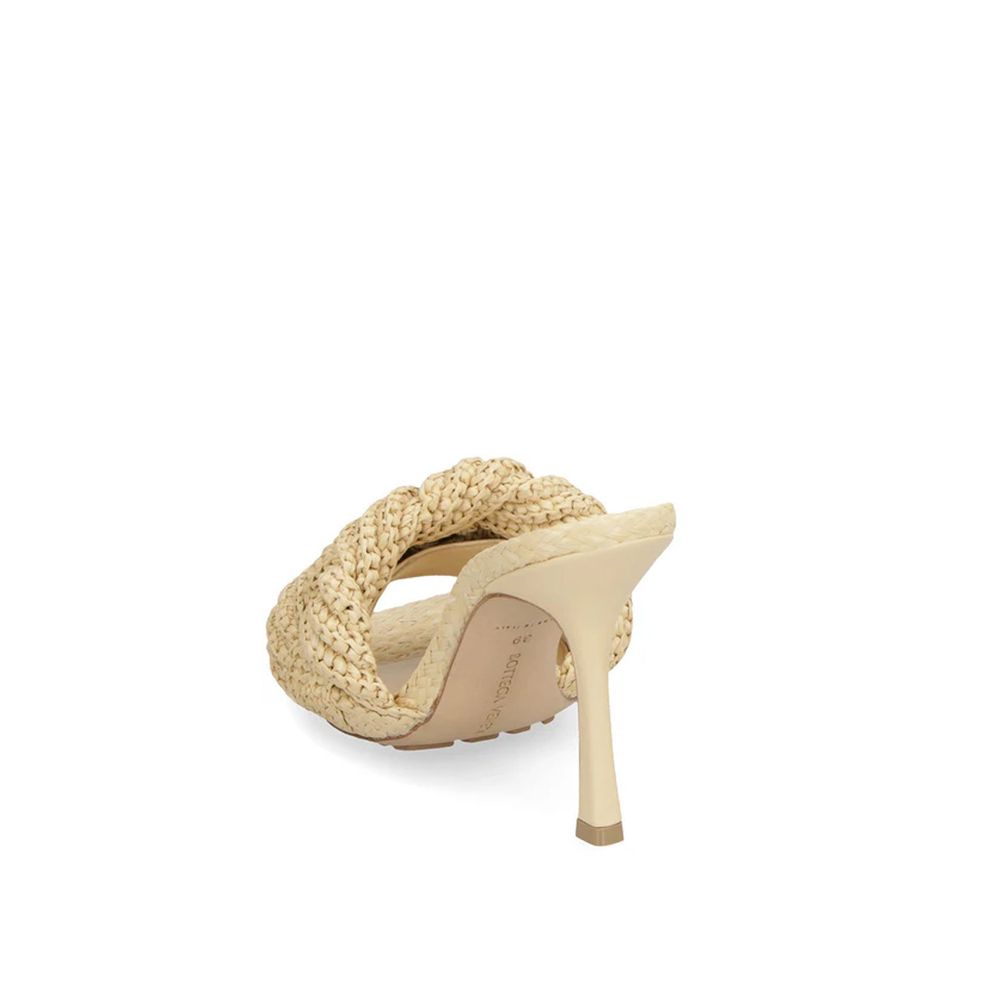 Bottega Veneta Beige Raffia Mules - Back view