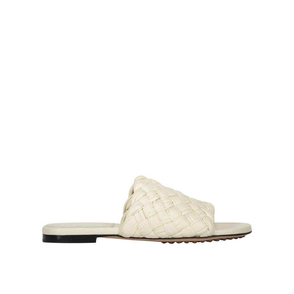 Bottega Veneta White Lamb Leather Mules - Front view