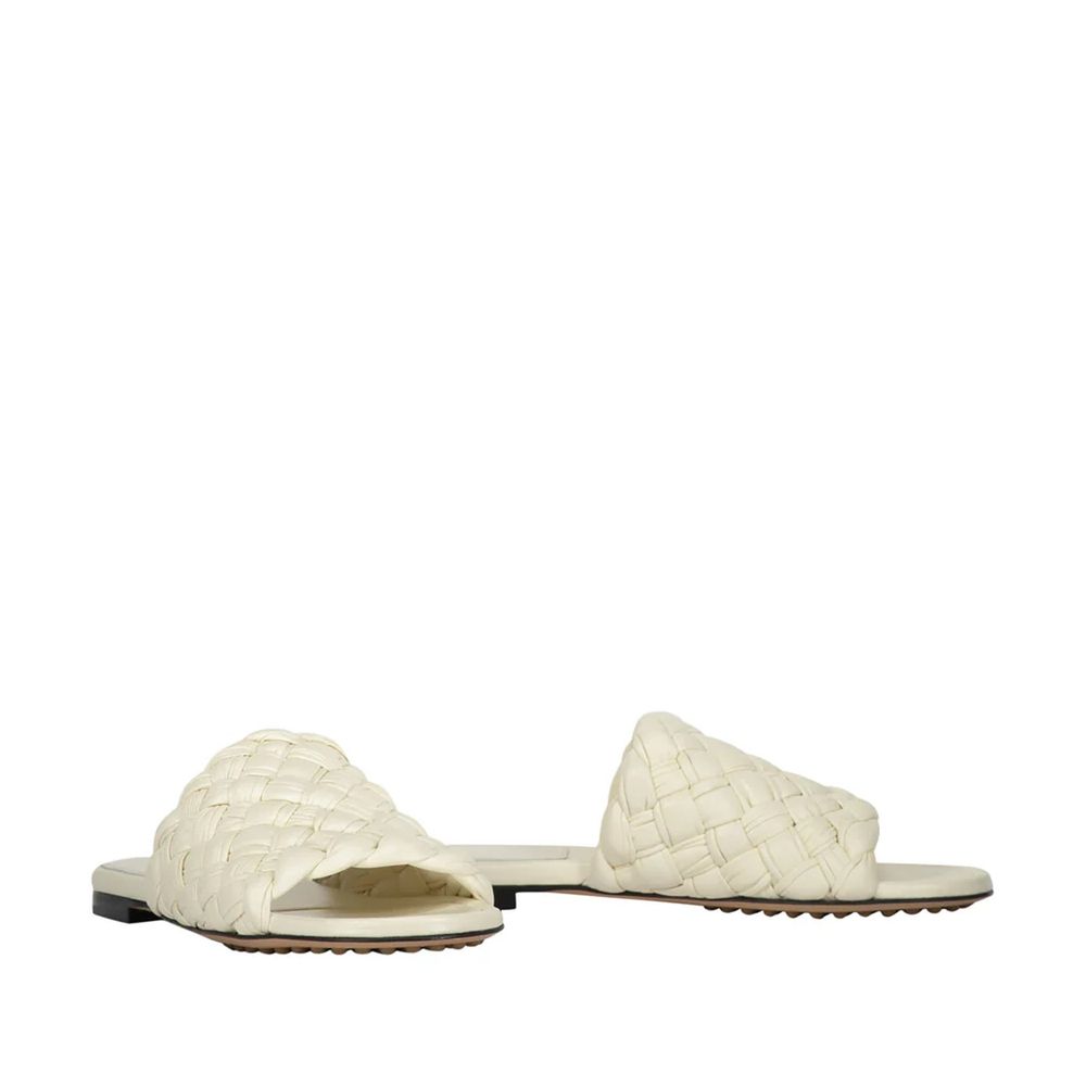 Bottega Veneta White Lamb Leather Mules - Side view