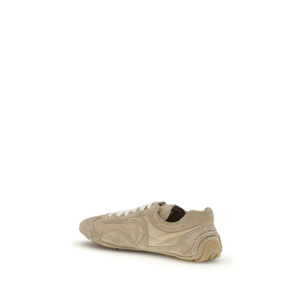 Prada Beige Lamb Athletic Sneakers - Back view