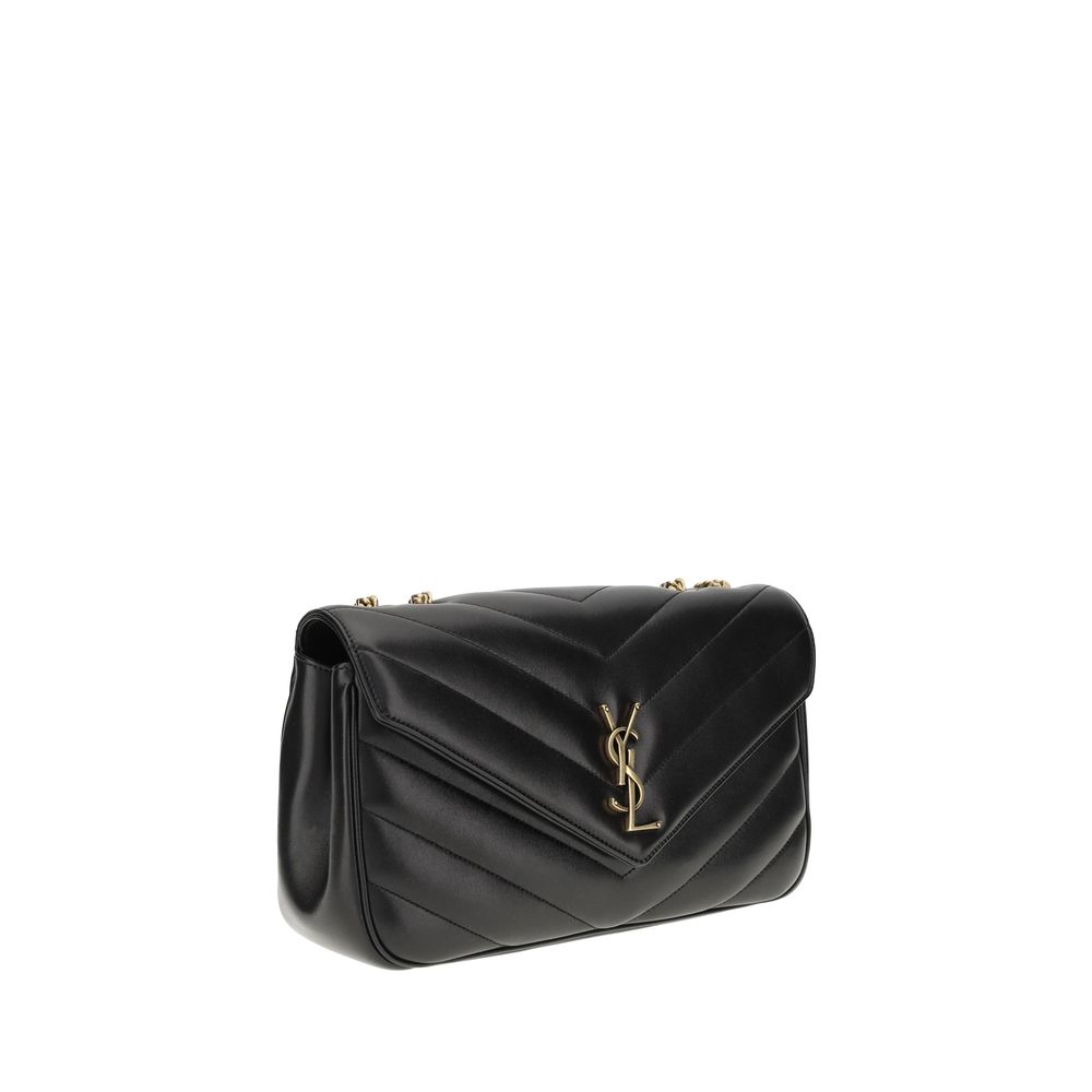 Saint Laurent Black Lamb Shoulder Bag - AW26 32x22cm - Side view