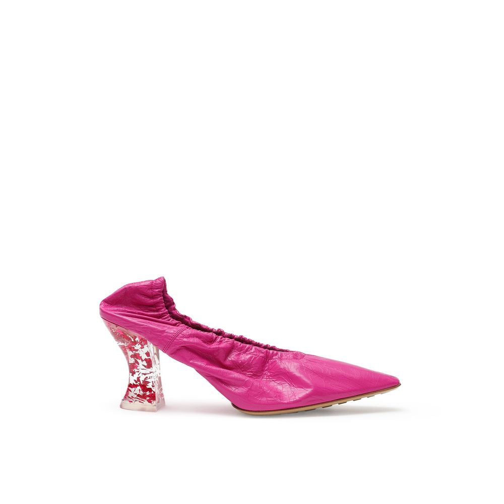 Bottega Veneta Fuchsia Leather Slippers - Front view