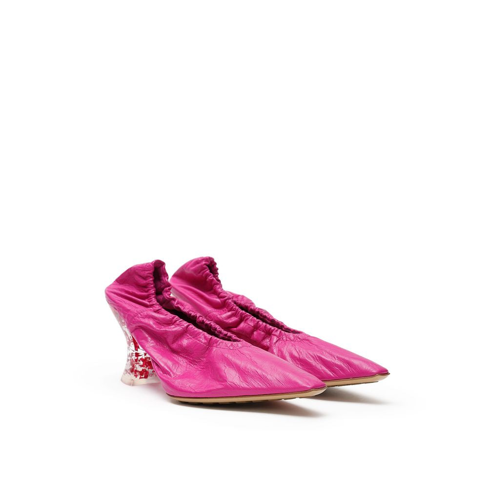 Bottega Veneta Fuchsia Leather Slippers - Side view