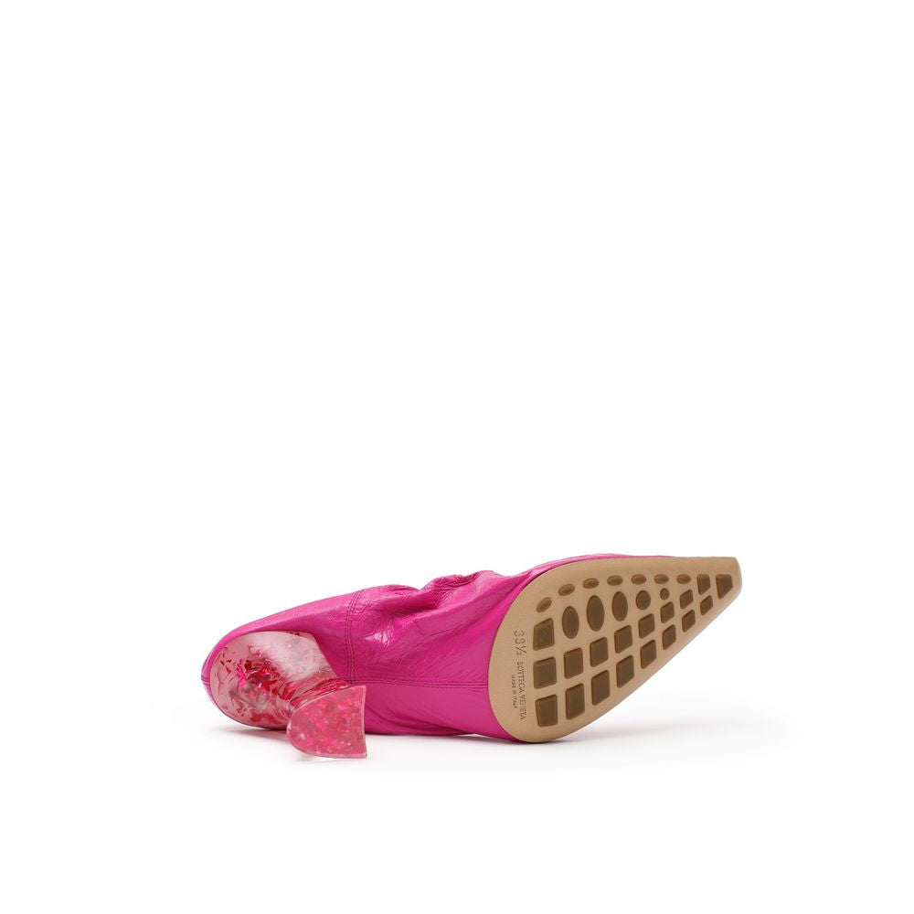 Bottega Veneta Fuchsia Leather Slippers - Detail view