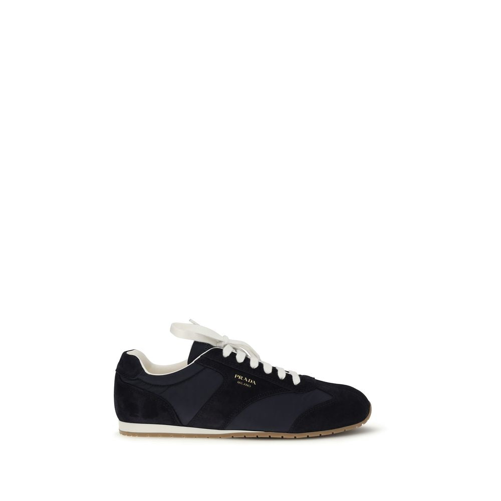 Prada Blue Calf Leather Bos Taurus Athletic Sneakers - Front view