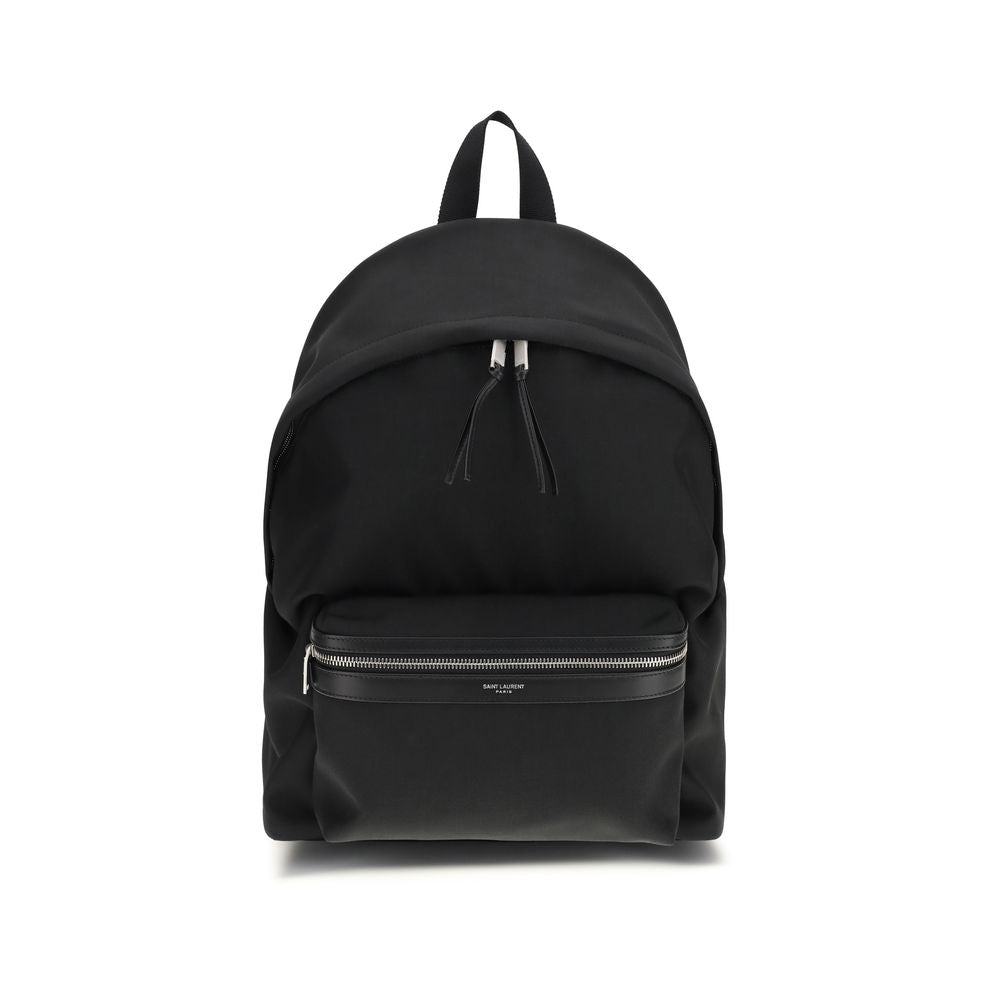 Saint Laurent Black Nylon Backpack - Front view