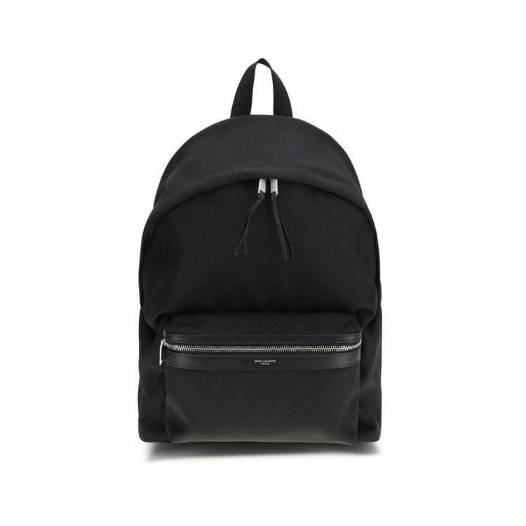 Saint Laurent Black Nylon Backpack - Front view