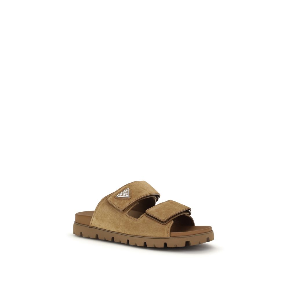 Prada Brown Calf Leather Strap On Sandals - Side view