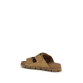 Prada Brown Calf Leather Strap On Sandals - Back view