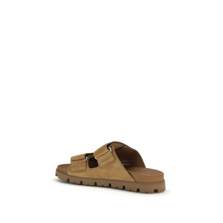 Prada Brown Calf Leather Strap On Sandals - Back view