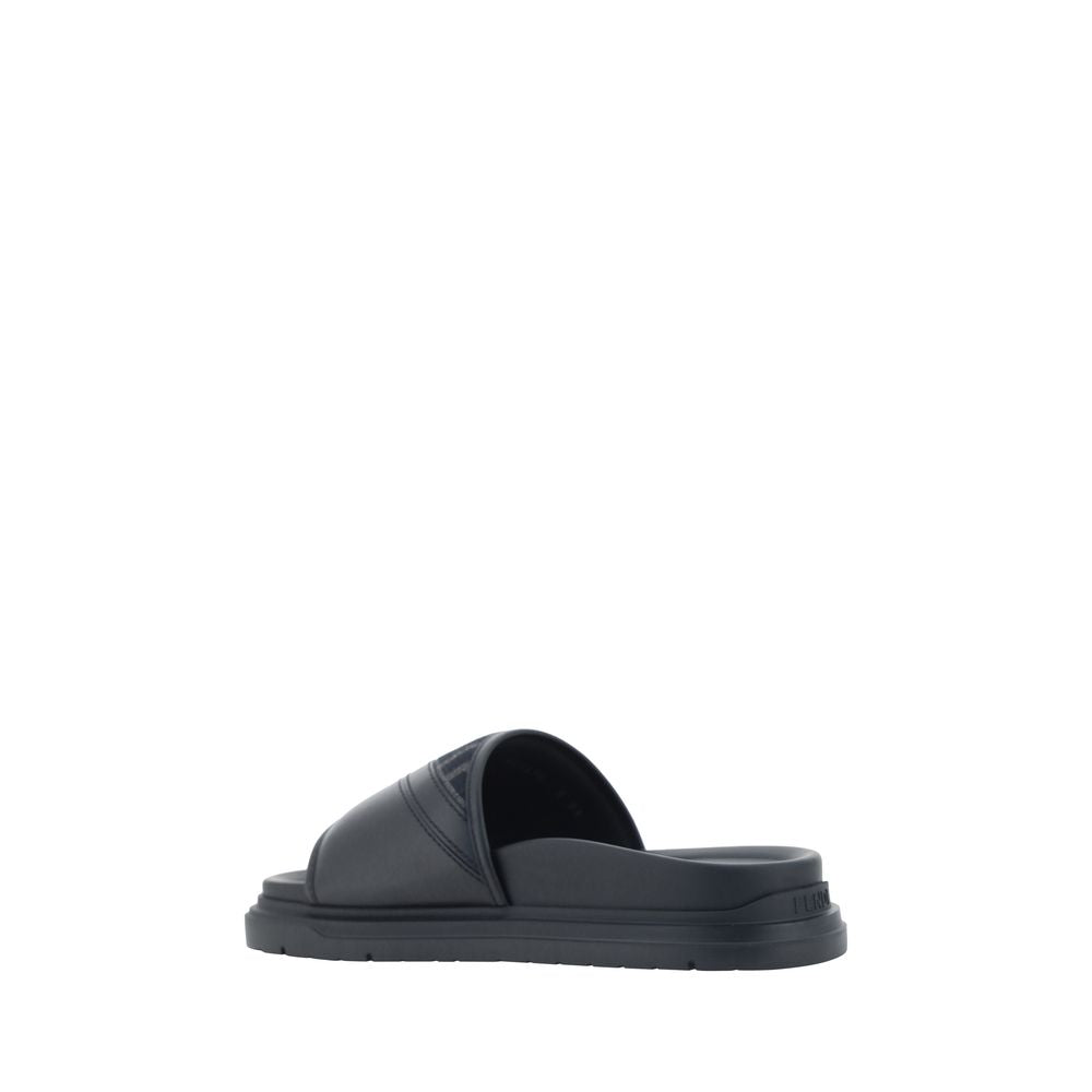 Fendi Gray Fabric Flat Sandals - Back view