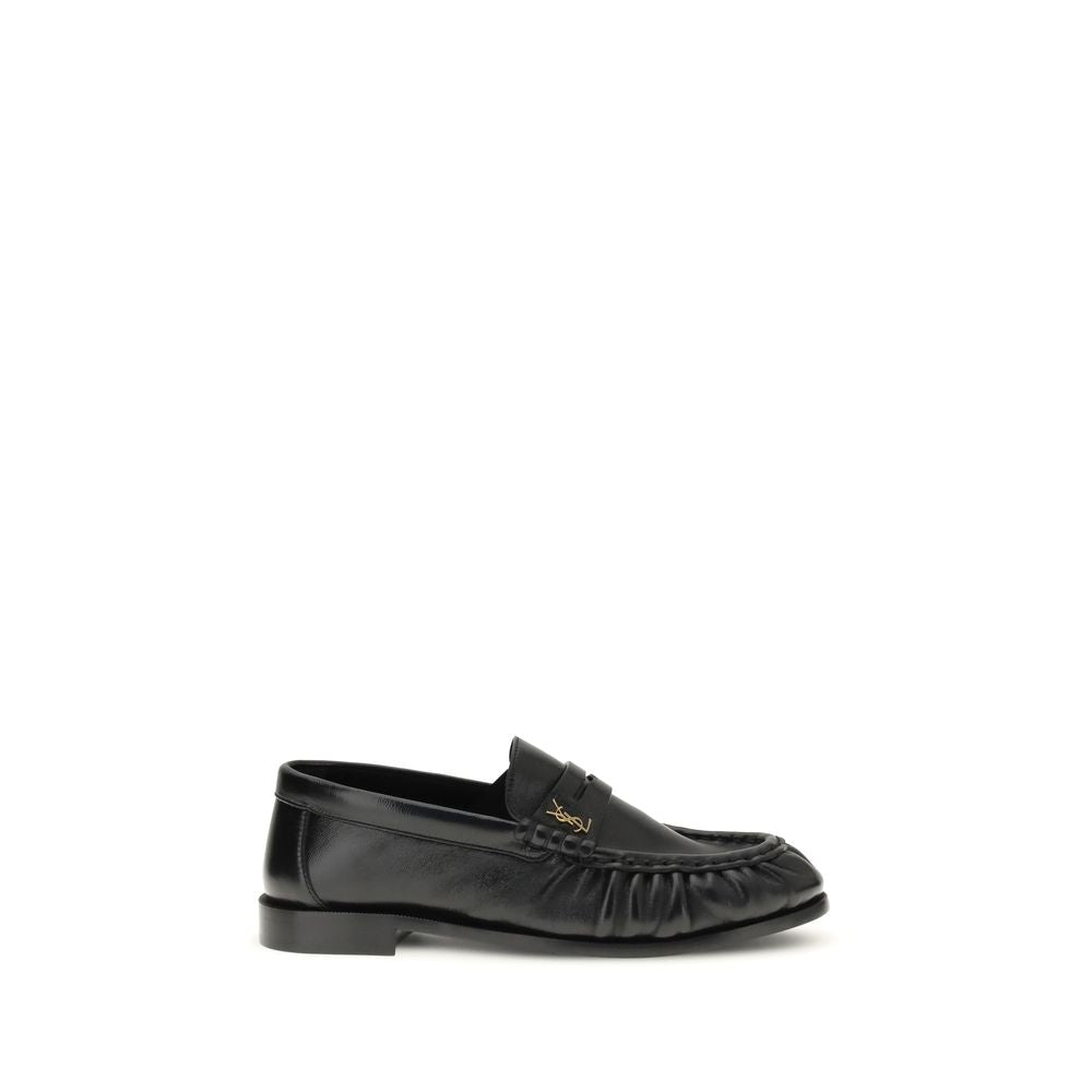 Saint Laurent Black Lamb Slip On Loafers - Front view