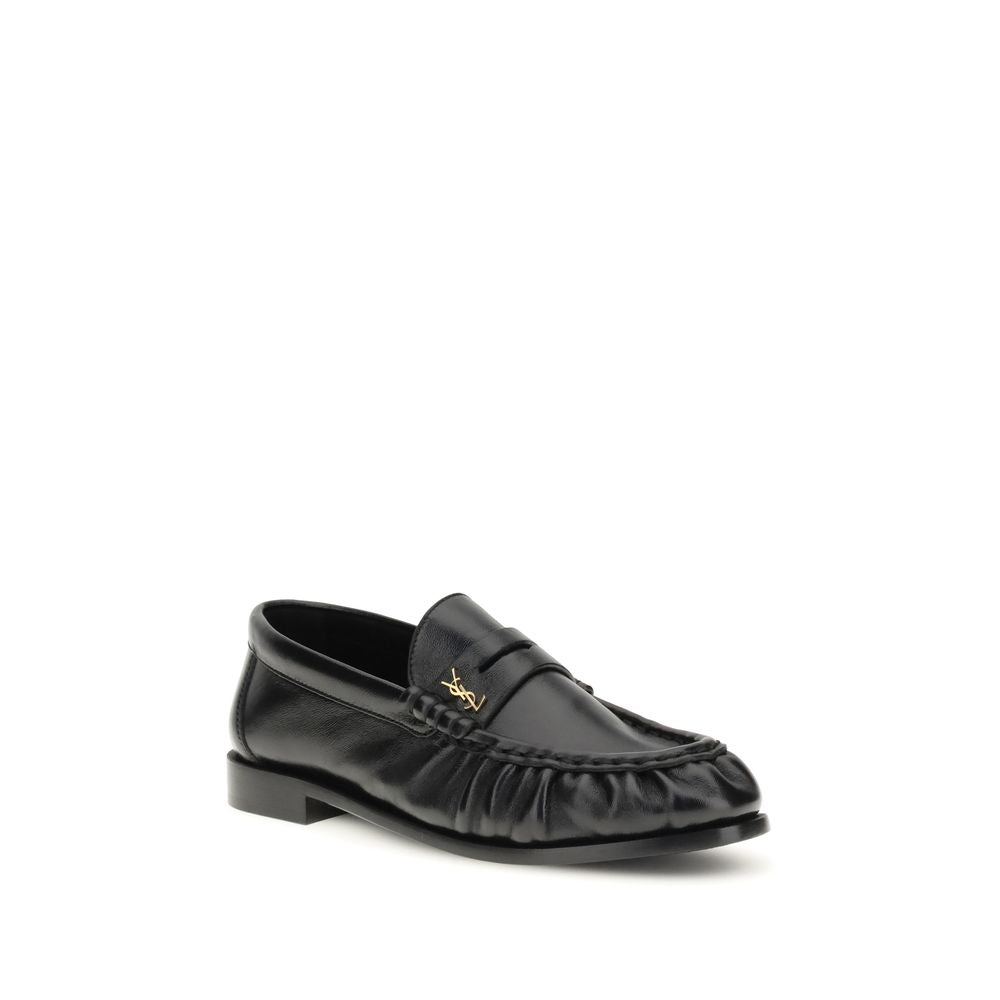 Saint Laurent Black Lamb Slip On Loafers - Side view