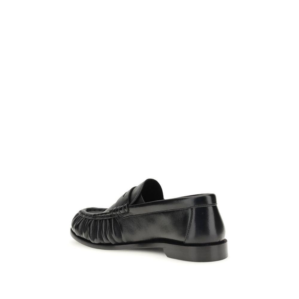 Saint Laurent Black Lamb Slip On Loafers - Back view