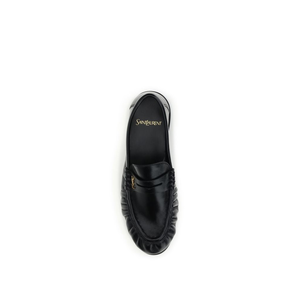 Saint Laurent Black Lamb Slip On Loafers - Detail view