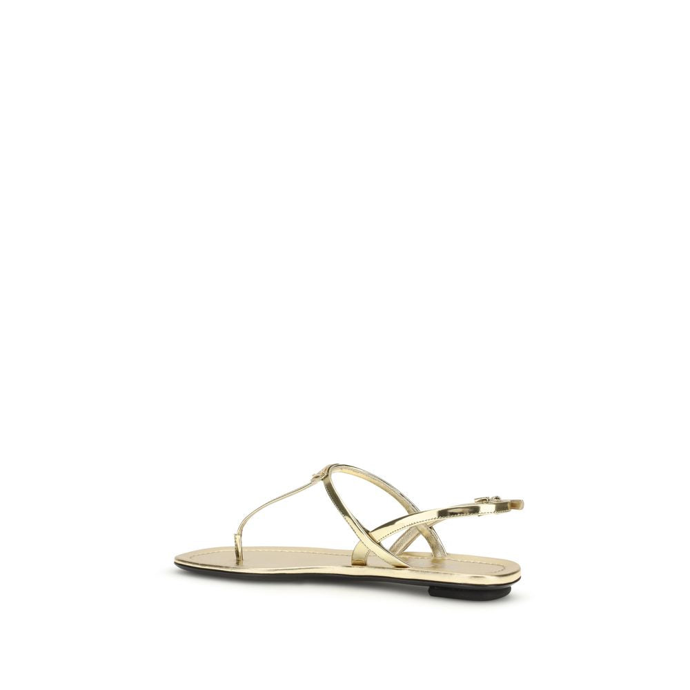 Prada Silver Calf Leather Flat Sandals - Back view