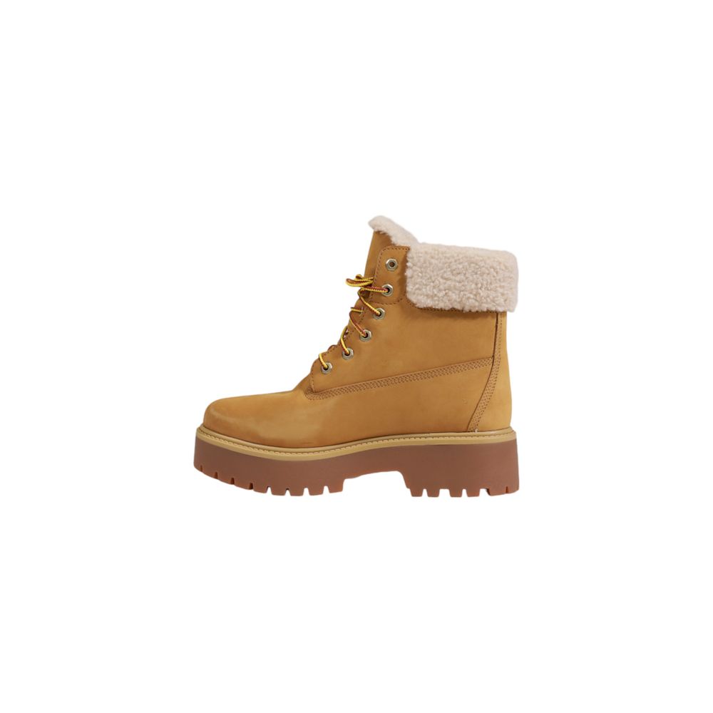 Timberland Beige Recycled Leather Lace-Up Boots - Back view