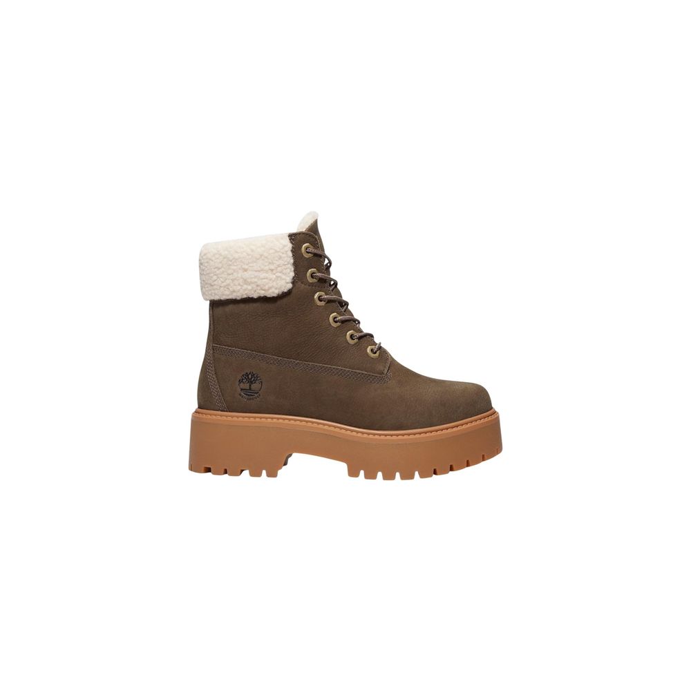 Timberland Brown Recycled Leather Lace-Up Boots - Front view