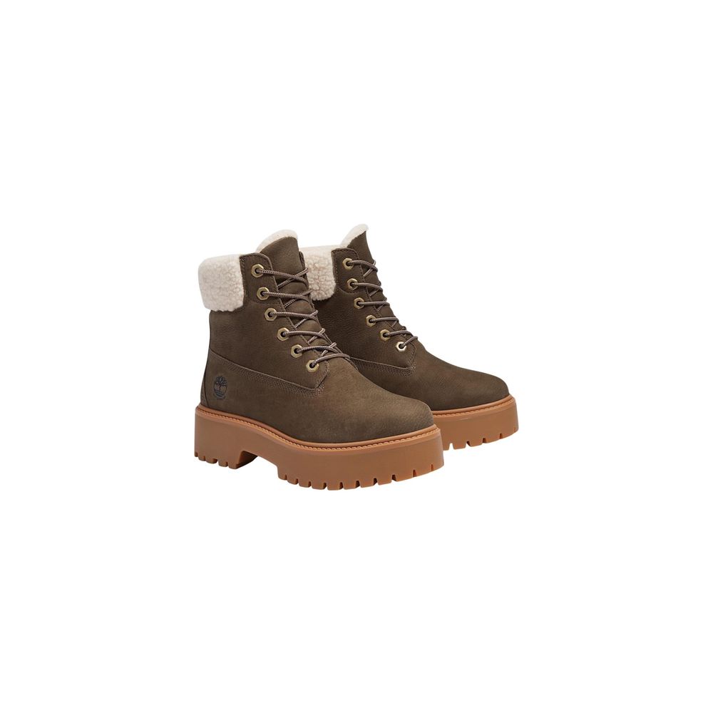 Timberland Brown Recycled Leather Lace-Up Boots - Side view