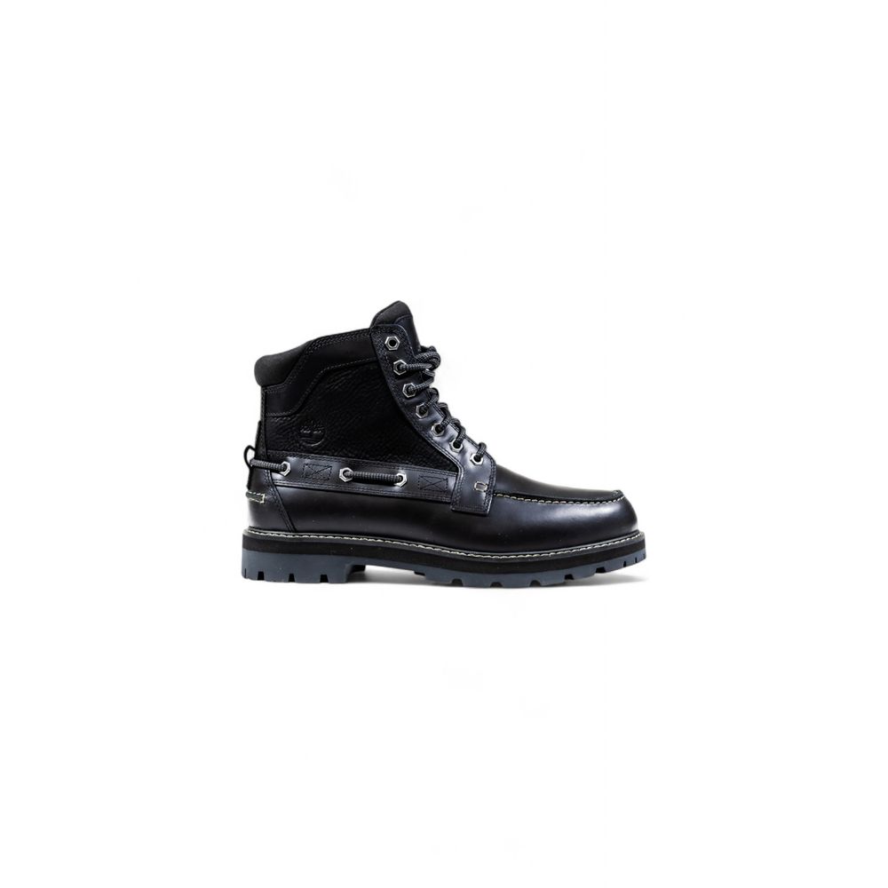 Timberland Black Leather Lace-Up Boots - Front view