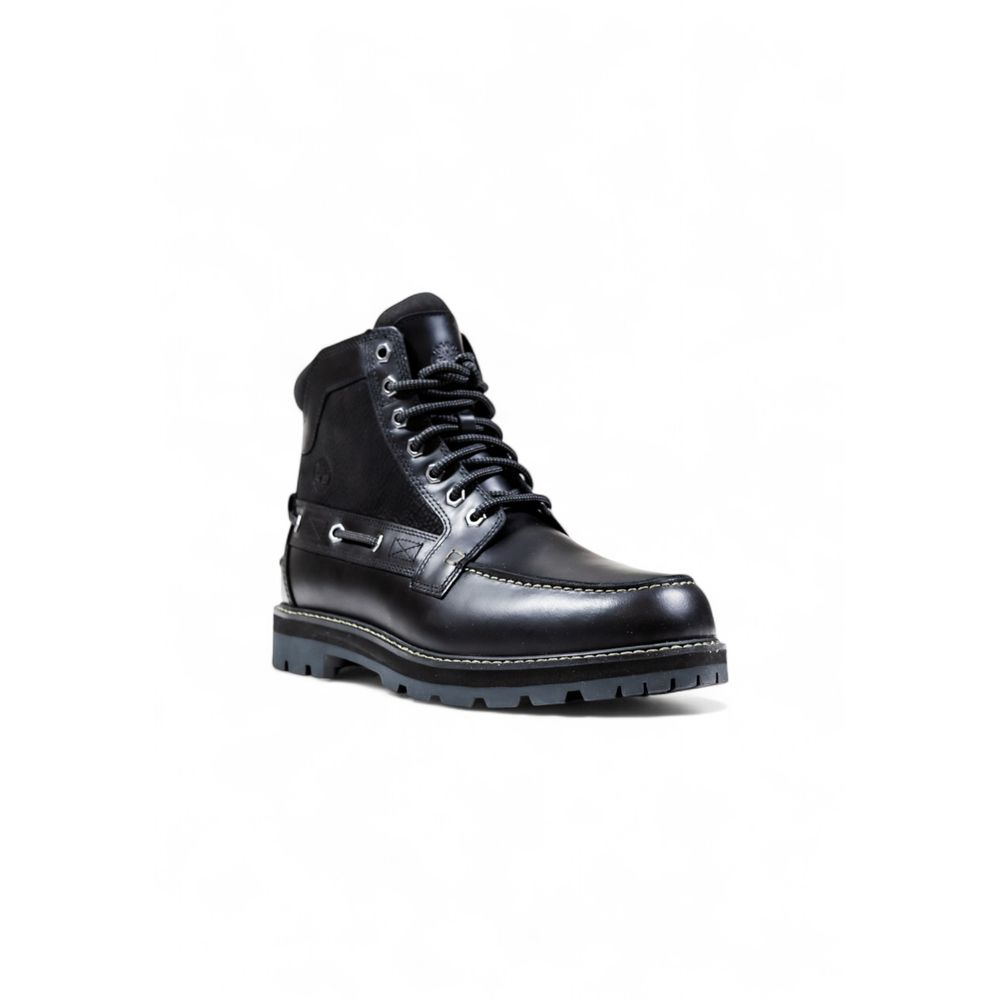 Timberland Black Leather Lace-Up Boots - Side view